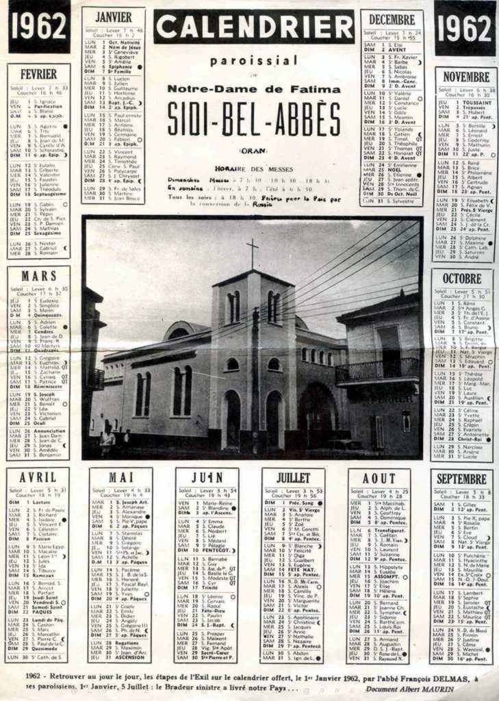 CALENDRIER PAROISSIAL 1962 DE SIDI BEL ABBES.JPG